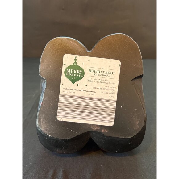 Holiday Boot Decorative Ornament By Merry Moments - 9" x 6" x 6" - Red & White - - Picture 6 of 9